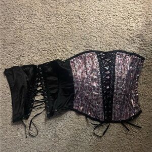 Black and Silver Lace-Up Corset